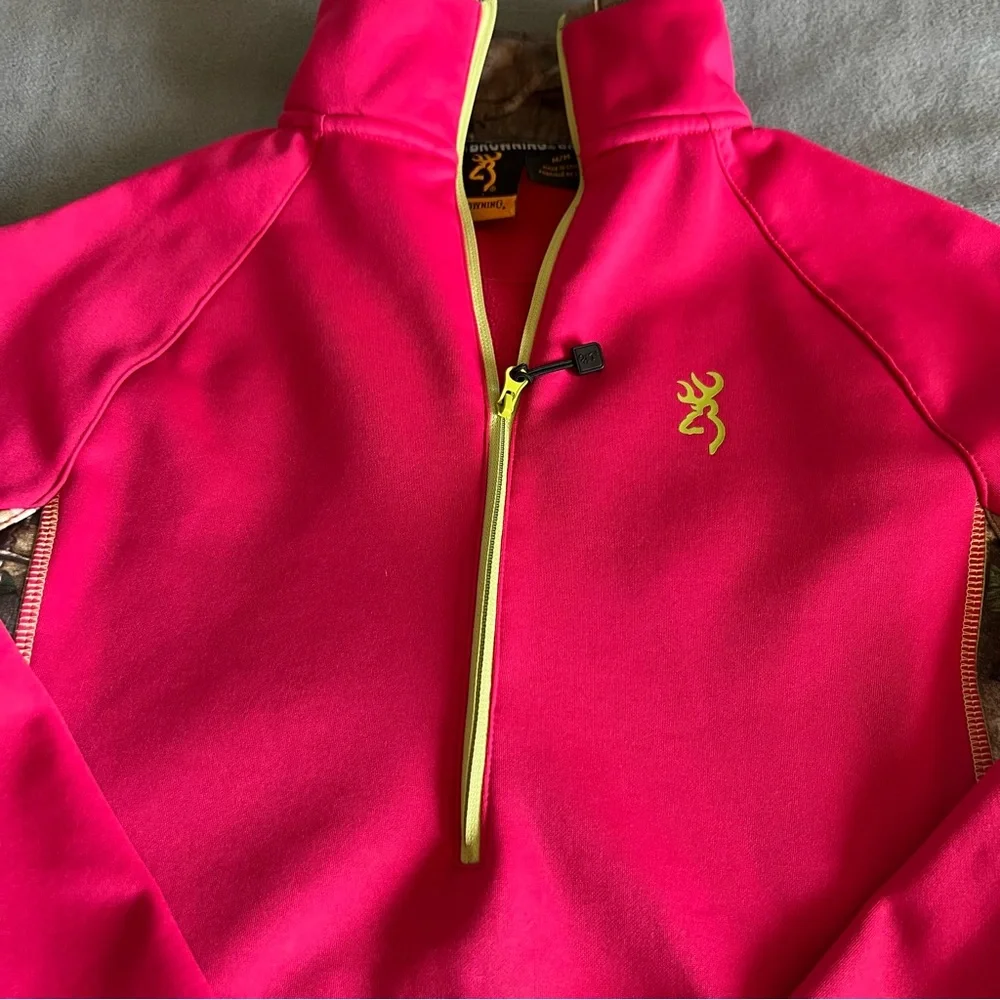 Browning Women's Soft Shell Camo Real Tree Print Hot Pink Zip Up Jacket M - Picture 6 of 8